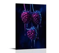 ZLLJXFZZ Fruit Poster Bioluminescent, Blackberry Drip Wall Art Mural Modern Decoration Hanging Art Poster 20x30inch(50x75cm)
