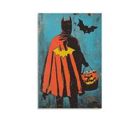 ZLLJXFZZ Halloween Poster Superhero, Cape Candy Bag Wall Art Mural Modern Decoration Hanging Art Poster 12x18inch(30x45cm)