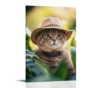 ZLLJXFZZ Jungle Explorer Cat with Safari Hat Wall Art Mural Modern Decoration Hanging Art Poster 20x30inch(50x75cm)