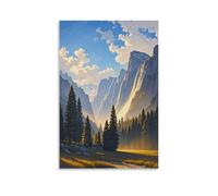 ZLLJXFZZ Landscape Poster Depicting A Grassy Valley with Piney Trees near Some Mountains Wall Art Mural Modern Decoration Hanging Art Poster 12x18inch(30x45cm)