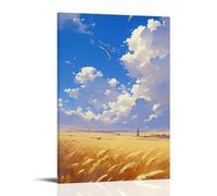 ZLLJXFZZ Landscape Poster Depicting People Kite Boarding, A Man Standing in The Wheat Field Wall Art Mural Modern Decoration Hanging Art Poster 08x12inch(20x30cm)