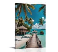 ZLLJXFZZ Landscape Poster Featuring A Long Dock in Front of The Shoreline And Palm Trees Wall Art Mural Modern Decoration Hanging Art Poster 08x12inch(20x30cm)