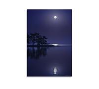 ZLLJXFZZ Landscape Poster Featuring A Man Sitting on The Pier And Moon Wall Art Mural Modern Decoration Hanging Art Poster 12x18inch(30x45cm)