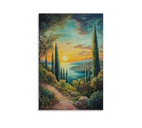 ZLLJXFZZ Landscape Poster Featuring A Pathway Leading to An Island with Pine Trees Wall Art Mural Modern Decoration Hanging Art Poster 16x24inch(40x60cm)