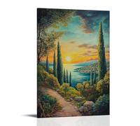 ZLLJXFZZ Landscape Poster Featuring A Pathway Leading to An Island with Pine Trees Wall Art Mural Modern Decoration Hanging Art Poster 16x24inch(40x60cm)