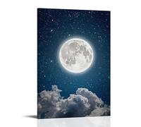 ZLLJXFZZ Landscape Poster of A Full Moon Rising in Clouds And Stars Wall Art Mural Modern Decoration Hanging Art Poster 16x24inch(40x60cm)