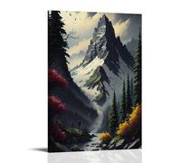 ZLLJXFZZ Landscape Poster of The Mountain Trail Flowing between Rocks And Trees Wall Art Mural Modern Decoration Hanging Art Poster 16x24inch(40x60cm)