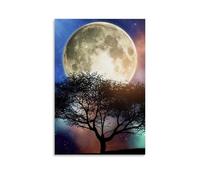 ZLLJXFZZ Landscape Poster of Trees Against A Large Full Moon, in The Distance Wall Art Mural Modern Decoration Hanging Art Poster 16x24inch(40x60cm)
