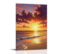 ZLLJXFZZ Landscape Poster with A Sunrise on The Beach And Flying over Water Wall Art Mural Modern Decoration Hanging Art Poster 16x24inch(40x60cm)