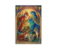 ZLLJXFZZ Mythical Creature Bestiary Poster Wall Art Mural Modern Decoration Hanging Art Poster 24x36inch(60x90cm)