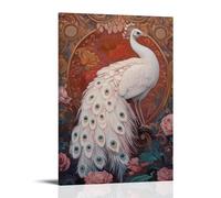 ZLLJXFZZ Oil Painting Animal Poster Albino Peacock in Art Nouveau Wall Art Mural Modern Decoration Hanging Art Poster 24x36inch(60x90cm)