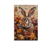 ZLLJXFZZ Oil Painting Animal Poster Autumn Hare in Harvest Wall Art Mural Modern Decoration Hanging Art Poster 20x30inch(50x75cm)