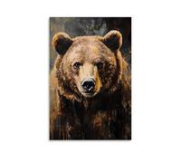 ZLLJXFZZ Oil Painting Animal Poster Captive Bear in Social Realism Wall Art Mural Modern Decoration Hanging Art Poster 12x18inch(30x45cm)