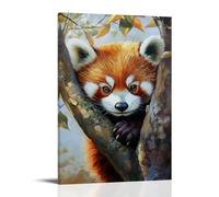 ZLLJXFZZ Oil Painting Animal Poster Charming Red Panda in Tree Wall Art Mural Modern Decoration Hanging Art Poster 20x30inch(50x75cm)