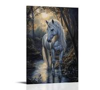 ZLLJXFZZ Oil Painting Animal Poster Dreamy Unicorn in Enchanted Forest Wall Art Mural Modern Decoration Hanging Art Poster 16x24inch(40x60cm)