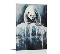ZLLJXFZZ Oil Painting Animal Poster Lone Polar Bear on Iceberg Wall Art Mural Modern Decoration Hanging Art Poster 12x18inch(30x45cm)