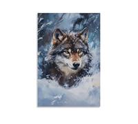 ZLLJXFZZ Oil Painting Animal Poster Lost Wolf in Winter Storm Wall Art Mural Modern Decoration Hanging Art Poster 20x30inch(50x75cm)