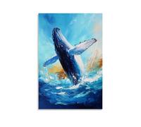 ZLLJXFZZ Oil Painting Animal Poster Ocean Spirit Humpback Whale Wall Art Mural Modern Decoration Hanging Art Poster 16x24inch(40x60cm)