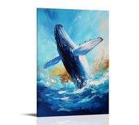 ZLLJXFZZ Oil Painting Animal Poster Ocean Spirit Humpback Whale Wall Art Mural Modern Decoration Hanging Art Poster 24x36inch(60x90cm)