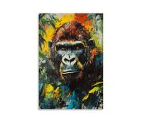 ZLLJXFZZ Oil Painting Animal Poster Silverback in Expressionist Jungle Wall Art Mural Modern Decoration Hanging Art Poster 16x24inch(40x60cm)