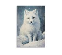 ZLLJXFZZ Oil Painting Animal Poster Snow Fox in Russian Realism Wall Art Mural Modern Decoration Hanging Art Poster 20x30inch(50x75cm)
