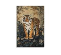 ZLLJXFZZ Oil Painting Animal Poster Tiger in Mughal Miniature Style Wall Art Mural Modern Decoration Hanging Art Poster 20x30inch(50x75cm)