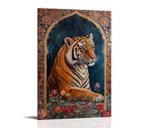 ZLLJXFZZ Oil Painting Animal Poster Tiger in Mughal Miniature Style Wall Art Mural Modern Decoration Hanging Art Poster 12x18inch(30x45cm)