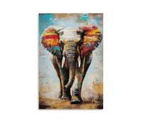 ZLLJXFZZ Oil Painting Animal Poster Vintage Safari Elephant Wall Art Mural Modern Decoration Hanging Art Poster 16x24inch(40x60cm)