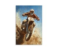ZLLJXFZZ Old-School Motocross- Dirt, Speed, And The Thrill of The Ride, Racing on Tracks Built by Legends Wall Art Mural Modern Decoration Hanging Art Poster 16x24inch(40x60cm)