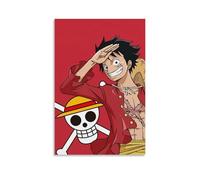 ZLLJXFZZ One Piece Luffy's Red Flag Smile Gaze Wall Art Mural Modern Decoration Hanging Art Poster 12x18inch(30x45cm)