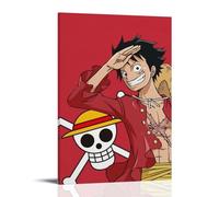 ZLLJXFZZ One Piece Luffy's Red Flag Smile Gaze Wall Art Mural Modern Decoration Hanging Art Poster 24x36inch(60x90cm)