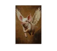 ZLLJXFZZ Painting of A Flying Pig with Wings on A Brown Background Wall Art Mural Modern Decoration Hanging Art Poster 08x12inch(20x30cm)
