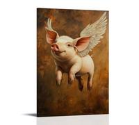 ZLLJXFZZ Painting of A Flying Pig with Wings on A Brown Background Wall Art Mural Modern Decoration Hanging Art Poster 08x12inch(20x30cm)