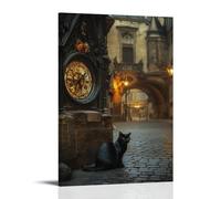 ZLLJXFZZ Prague Clockwork Cats Wall Art Mural Modern Decoration Hanging Art Poster 24x36inch(60x90cm)