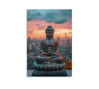 ZLLJXFZZ QF9IBT Buddhism Poster A Buddha Statue with A City Wall Art Mural Modern Decoration Hanging Art Poster 16x24inch(40x60cm)