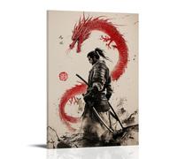 ZLLJXFZZ Samurai Poster Dragon, Sword Tattoo Back Wall Art Mural Modern Decoration Hanging Art Poster 16x24inch(40x60cm)