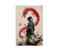 ZLLJXFZZ Samurai Poster Dragon, Sword Tattoo Back Wall Art Mural Modern Decoration Hanging Art Poster 12x18inch(30x45cm)