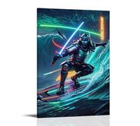 ZLLJXFZZ Sports Poster_ Cyber Samurai - LED Sword Surfing Wall Art Mural Modern Decoration Hanging Art Poster 08x12inch(20x30cm)