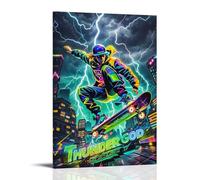 ZLLJXFZZ Sports Poster_ Thunder God - Storm Chasing Skate Wall Art Mural Modern Decoration Hanging Art Poster 24x36inch(60x90cm)