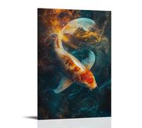 ZLLJXFZZ Zodiac Poster Pisces, Koi Fish Nebula Swim Wall Art Mural Modern Decoration Hanging Art Poster 24x36inch(60x90cm)
