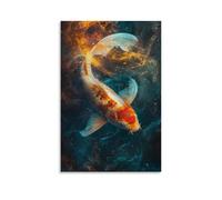 ZLLJXFZZ Zodiac Poster Pisces, Koi Fish Nebula Swim Wall Art Mural Modern Decoration Hanging Art Poster 16x24inch(40x60cm)