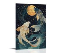 ZLLJXFZZ Zodiac Poster Pisces, Twin Fish Eclipse Wall Art Mural Modern Decoration Hanging Art Poster 24x36inch(60x90cm)