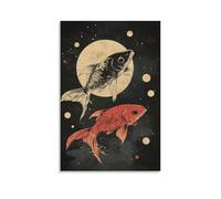 ZLLJXFZZ Zodiac Poster Pisces, Twin Fish Eclipse Wall Art Mural Modern Decoration Hanging Art Poster 24x36inch(60x90cm)