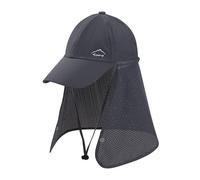 ZLLkeji Men's Baseball Cap with Neck Flap, UV Protection, Quick Drying Sun Hat, Safari, Lightweight and Breathable, Foldable Sports Cap for Camping, Hiking, Fishing, Running, Grey, black, One Size