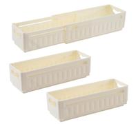 ZLLkeji Plastic Storage Baskets with Handles adjustable Cupboard Organizer Basket Small Shelf Organiser Spice Jars Storage Holder 48*10*8cm 3 pack