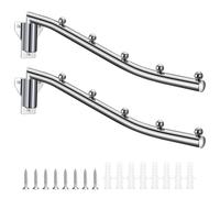 ZLLkeji Wall Mounted Clothes Hanger Folding Clothes Drying Rack Wall Mount Swing Arm Holder Clothes Coat Hanger Rack Clothes Hook 180° Swivel Hanger with Screw for Bathroom Balcony Laundry 2 Pack