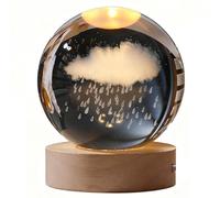 ZLLPIGLS 3D Clear Crystal Ball with Stand, USB Powered Warm Light Crystal Sphere, Various Patterns, for Home Decoration, Desk Ornament and Gift(6cm/2.3in,Rain cloud)