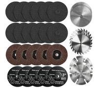 ZLLZPZD 75 mm Professional Cutting Disc Set for Diameter 76 mm Mini Angle Grinder, Bore Diameter 10 mm, Angle Grinder Accessories for Cutting Metal, Wood and Plastic (Pack of 26)
