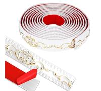 Zllzpzd Ceiling Moldings Wall Moldings Self-adhesive for Moldings DIY Decoration Picture frame, Cabinet edge, Tile edge mirror Frame Home Decoration 5 m x 36 mm Retro Pattern With Gold Edge