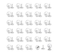 ZLMCUJE 30 Sets 8mm White Mini Pearl Decoration Button for Clothes,No Sew Detachable and Reusable,DIY Craft